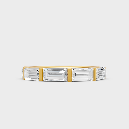 Certified 3.66 Carat Baguette-Cut Lab-Grown Diamond Eternity Band In 18K Yellow Gold