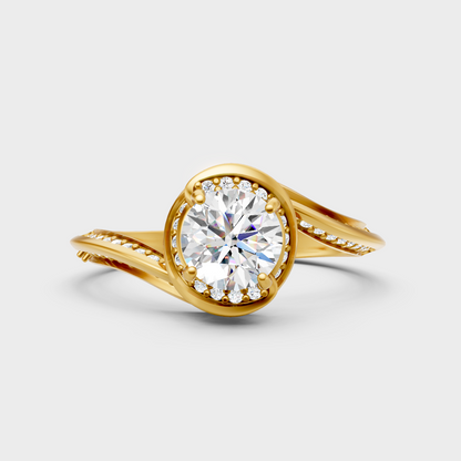 Igi Gli Certified Round-Cut Lab-Grown Diamond Halo Ring In 18K Yellow Gold