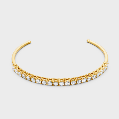 Elegant Round Cut Diamond Open Bracelet Yellow Gold