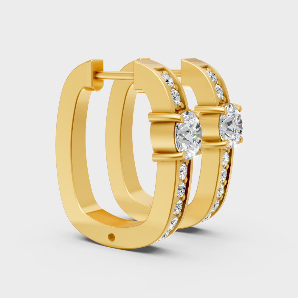 yellow gold round-cut diamond earrings with official hallmark certification
