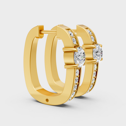 yellow gold round-cut diamond earrings with official hallmark certification