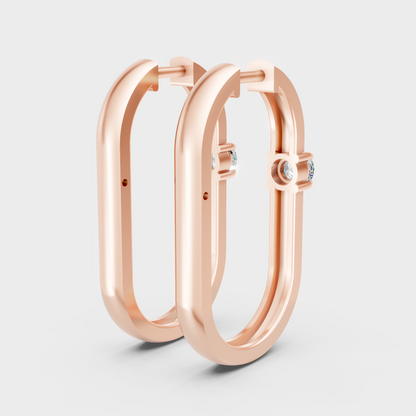 Blush Rose Gold Round-Cut Diamond Hoops for Special Occasion Gifting