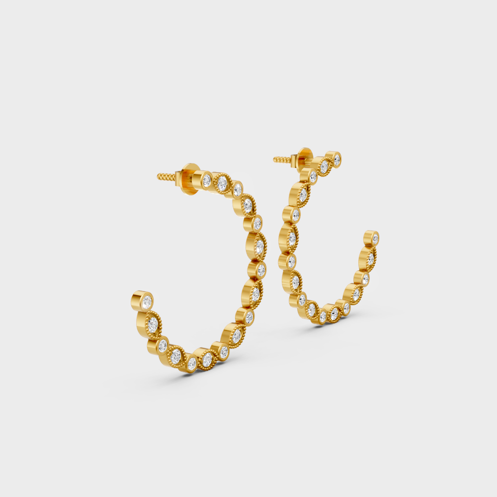 Yellow gold lab-grown diamond earrings featuring brilliant round-cut stones