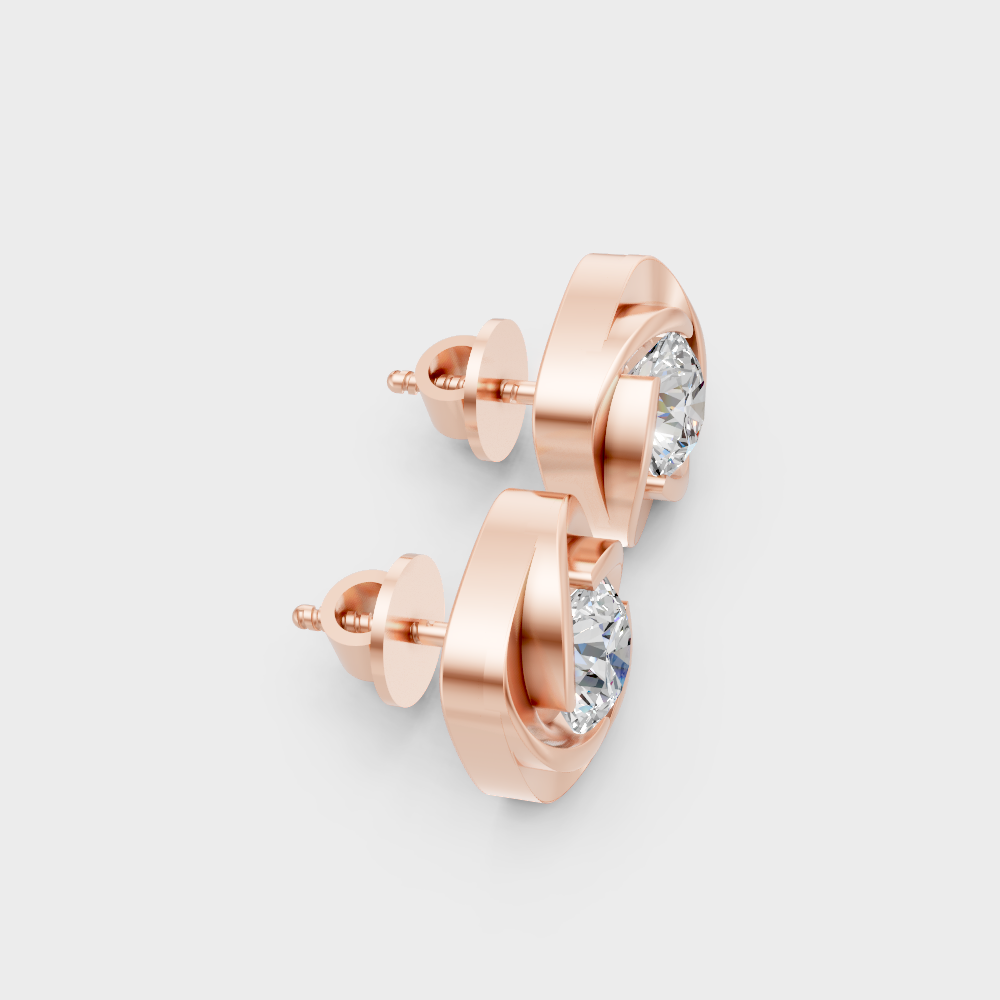 Ethical Lab Created Diamond Stud Earrings 0.90 Ct Each In 9K Rose Gold