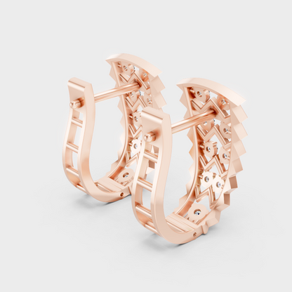 Luxury Rose Gold GLI Certified Diamond Hoop Earrings