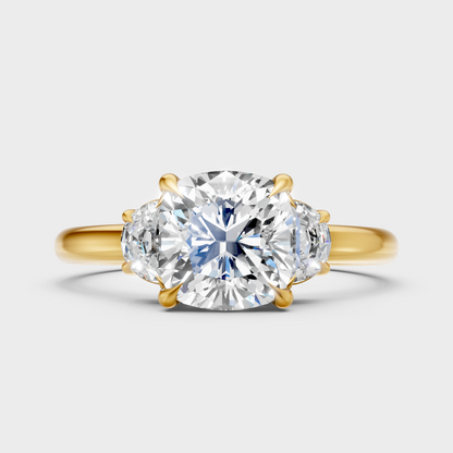 Classic 18K Yellow Gold Engagement Ring With A 1.64 Carat Round Three-Stone Diamond