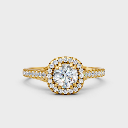 Igi Gli Certified Round-Cut Lab-Grown Diamond Halo Ring In 18K Yellow Gold
