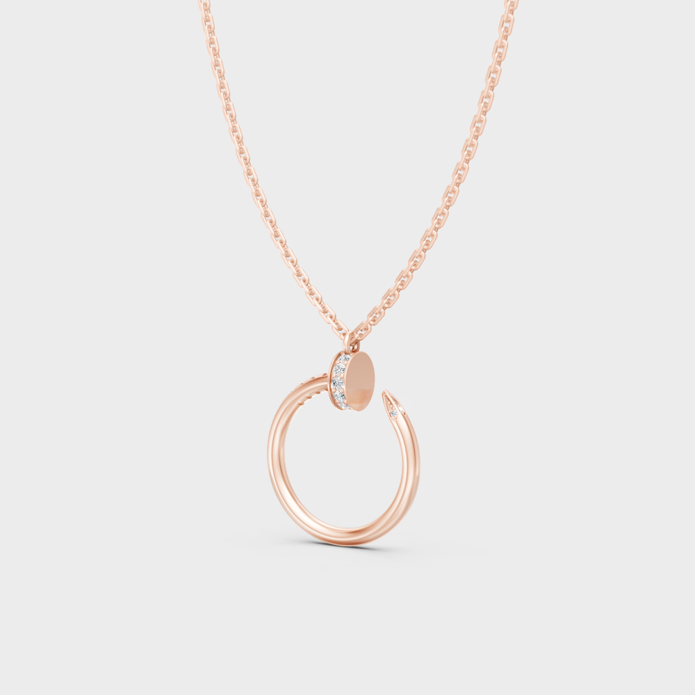 Blush Rose Gold Pendant With Hallmarked Round Lab Diamonds.