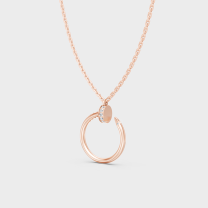 Blush Rose Gold Pendant With Hallmarked Round Lab Diamonds.