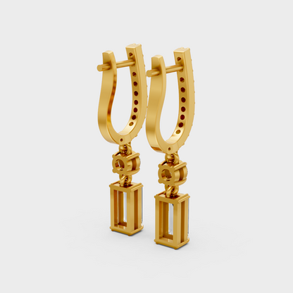 Round & Baguette Lab-Grown Diamond Drop Earrings in