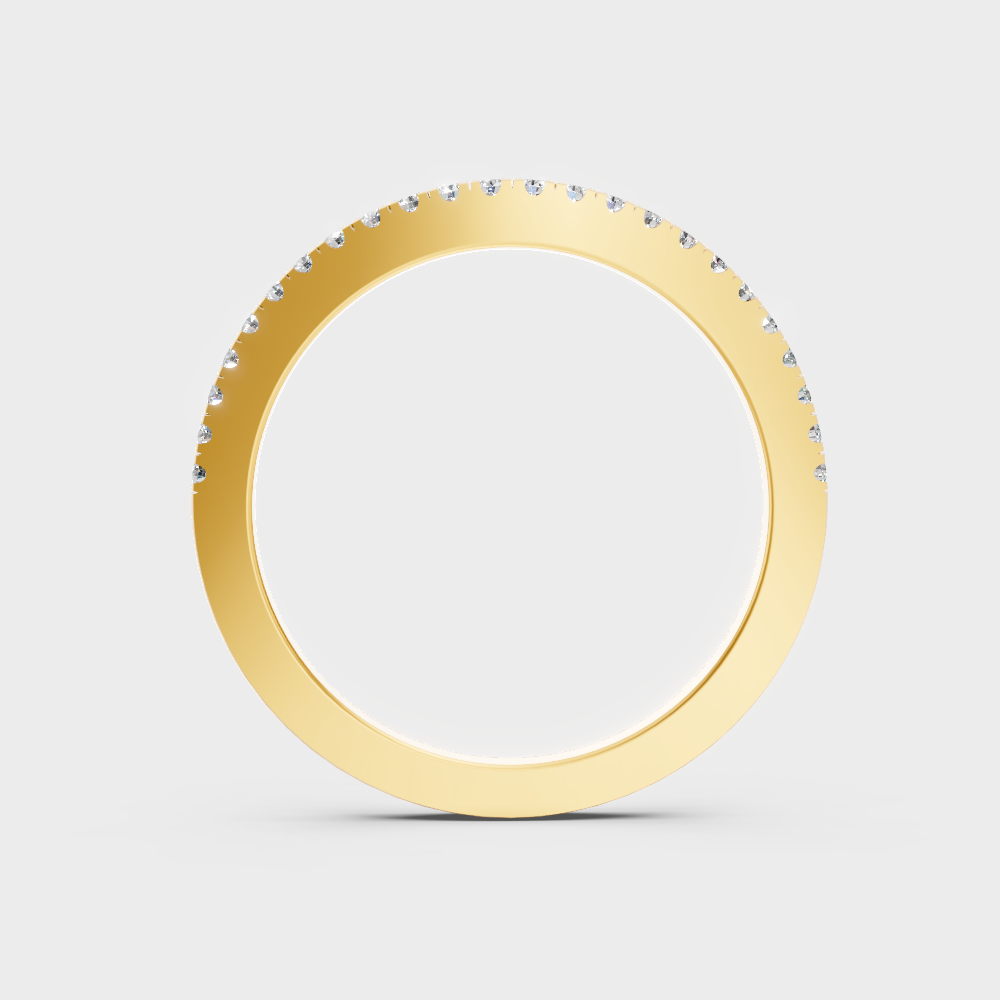 Sustainable Yellow Gold Wedding Band With A Brilliant Round Diamond