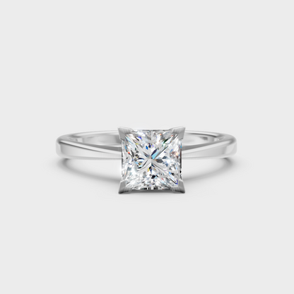 Premium 950 platinum princess-cut lab-grown diamond solitaire engagement ring