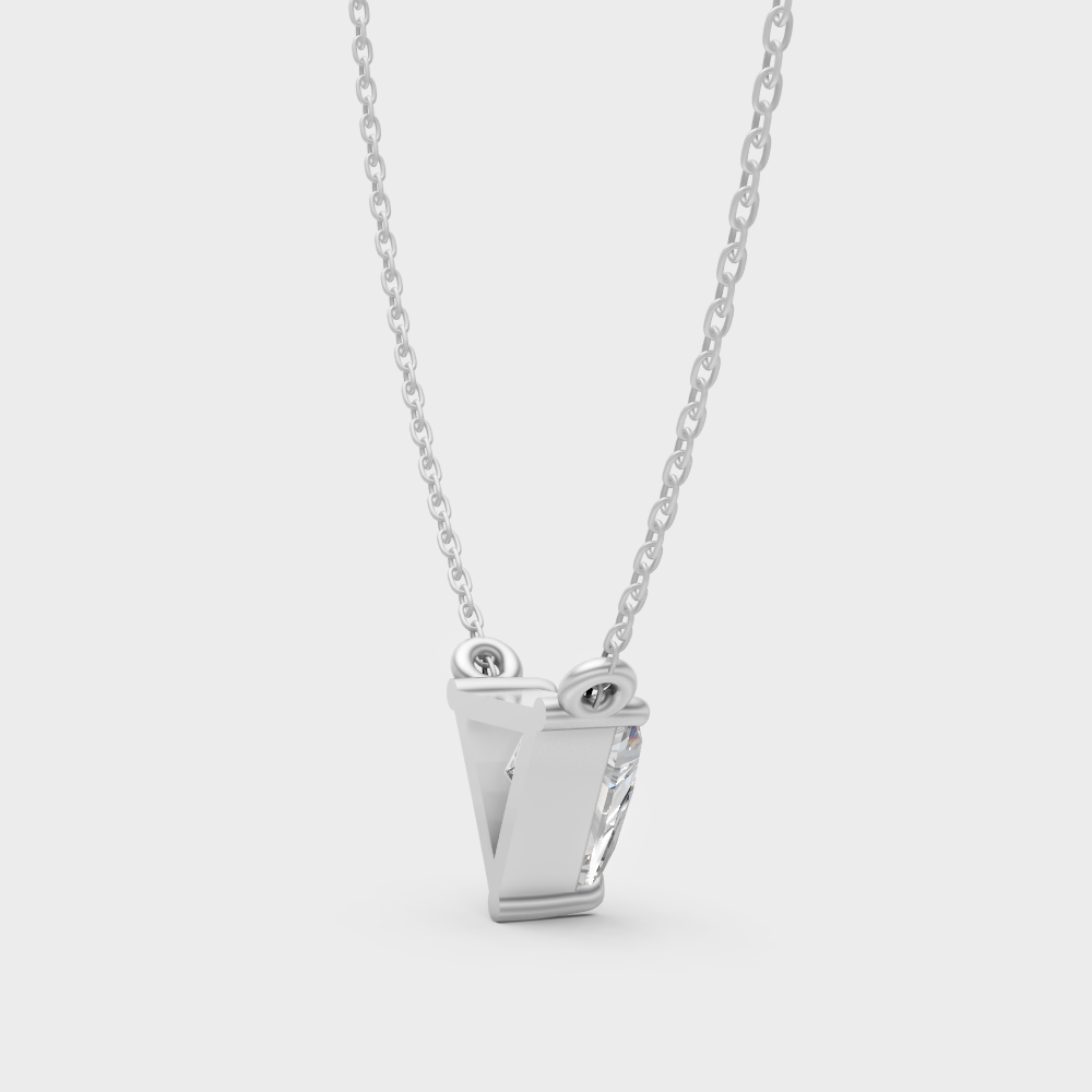 GLI Certified Triangle Cut Lab-Grown Diamond Necklace In Hallmark White Gold