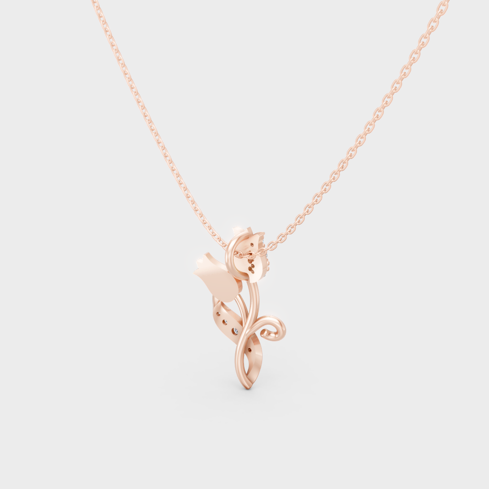 Fine Jewelry 0.08 Ct Lab-Grown Diamond Pendant Necklace Rose Gold