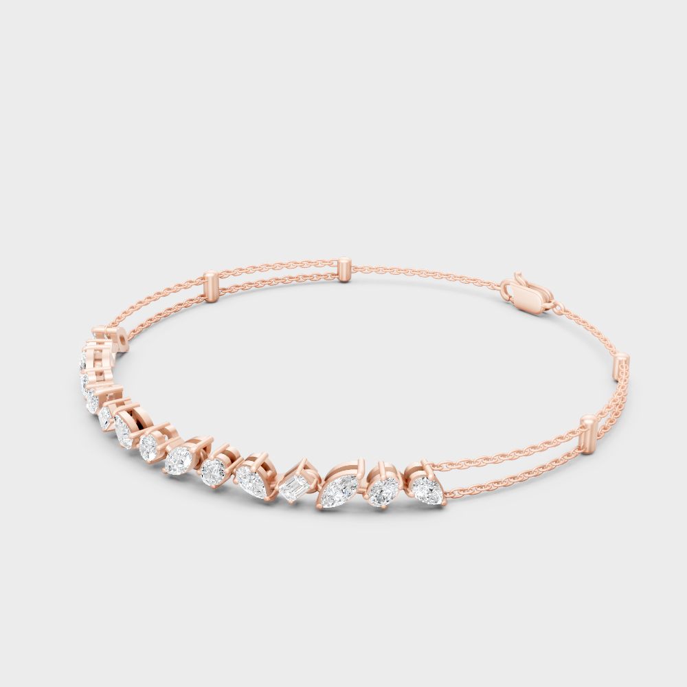 Hallmark Gold Multi Shape Diamond Bracelet Rose Gold