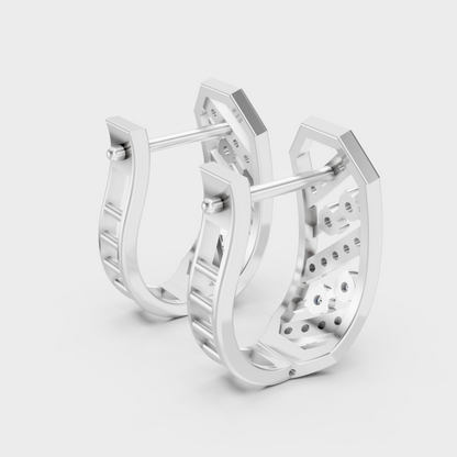 Luxury Platinum Round Cut Lab Diamond Hoop Earrings For Women