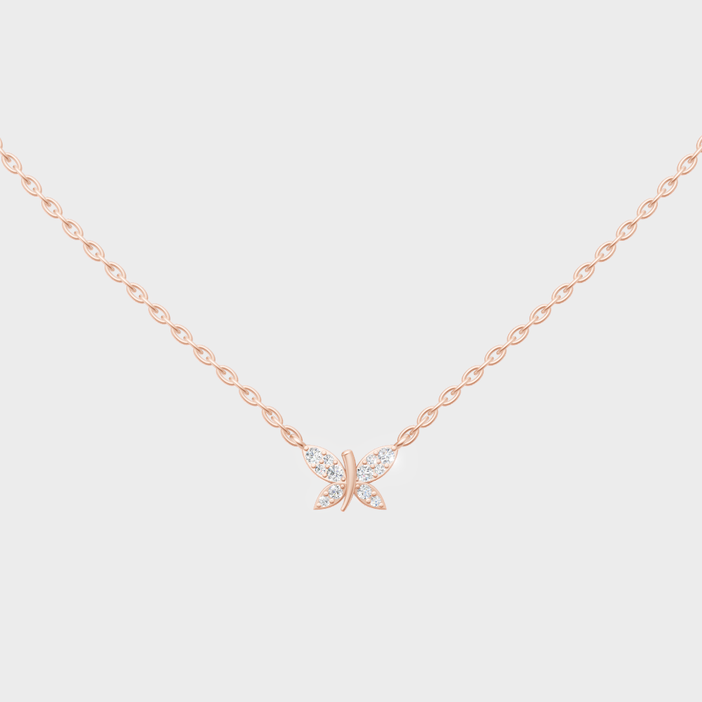 0.24 Ct Round Cut Lab-Grown Diamond Pendant With Chain In Rose Gold