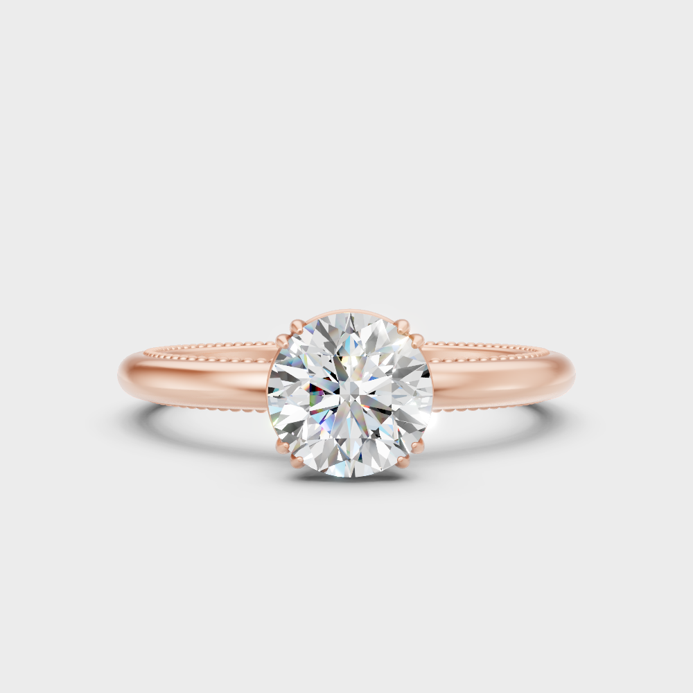 Unique Rose Gold Ring Featuring A Igi Certified Round Lab Diamond Solitaire