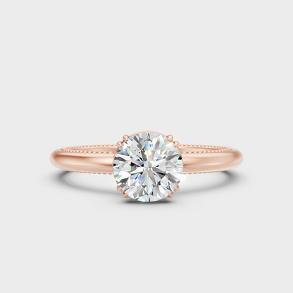 Unique Rose Gold Ring Featuring A Igi Certified Round Lab Diamond Solitaire