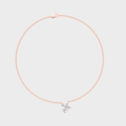 Romantic 18K Rose Gold Multi-Shape Diamond Pendant With Lab-Grown Diamonds