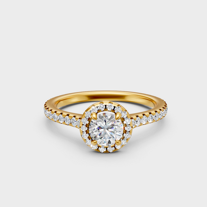 Igi Gli Certified Round-Cut Lab-Grown Diamond Halo Ring In 18K Yellow Gold