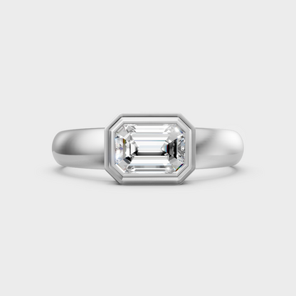 Premium 950 platinum emerald-cut lab-grown diamond solitaire engagement ring