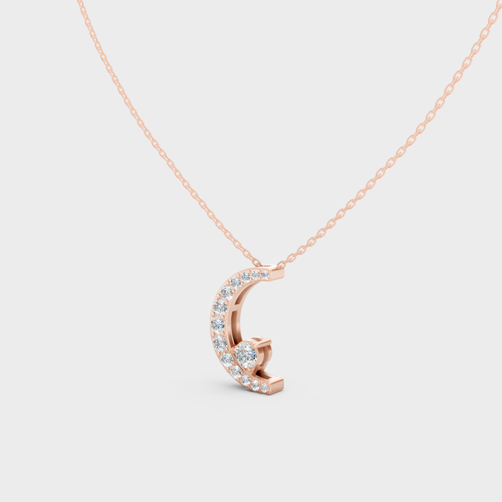 GLI Certified Round Cut Lab-Grown Diamond Pendant Necklace In Hallmark Rose Gold