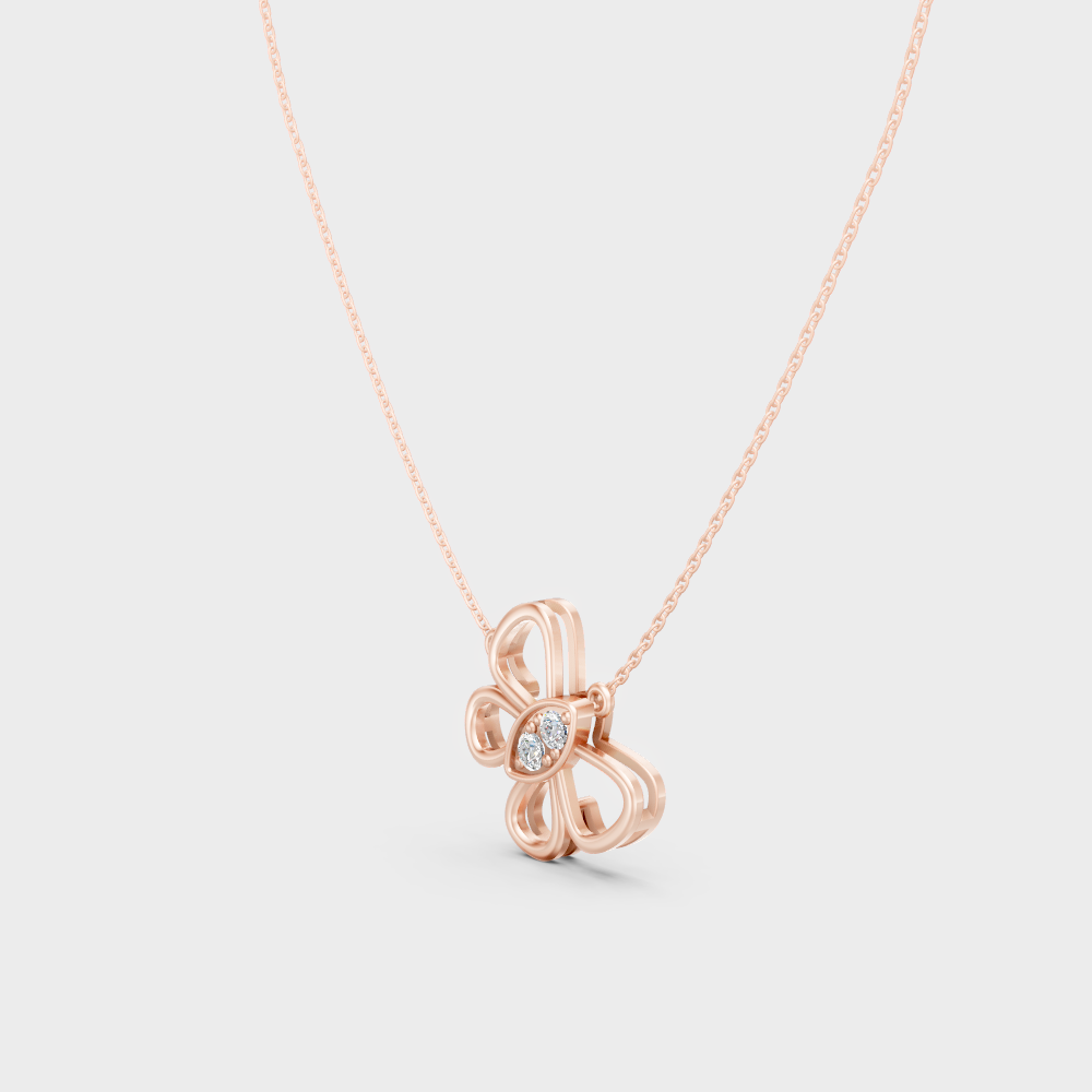 Minimal Round Cut Lab-Grown Diamond Pendant In Rose Gold