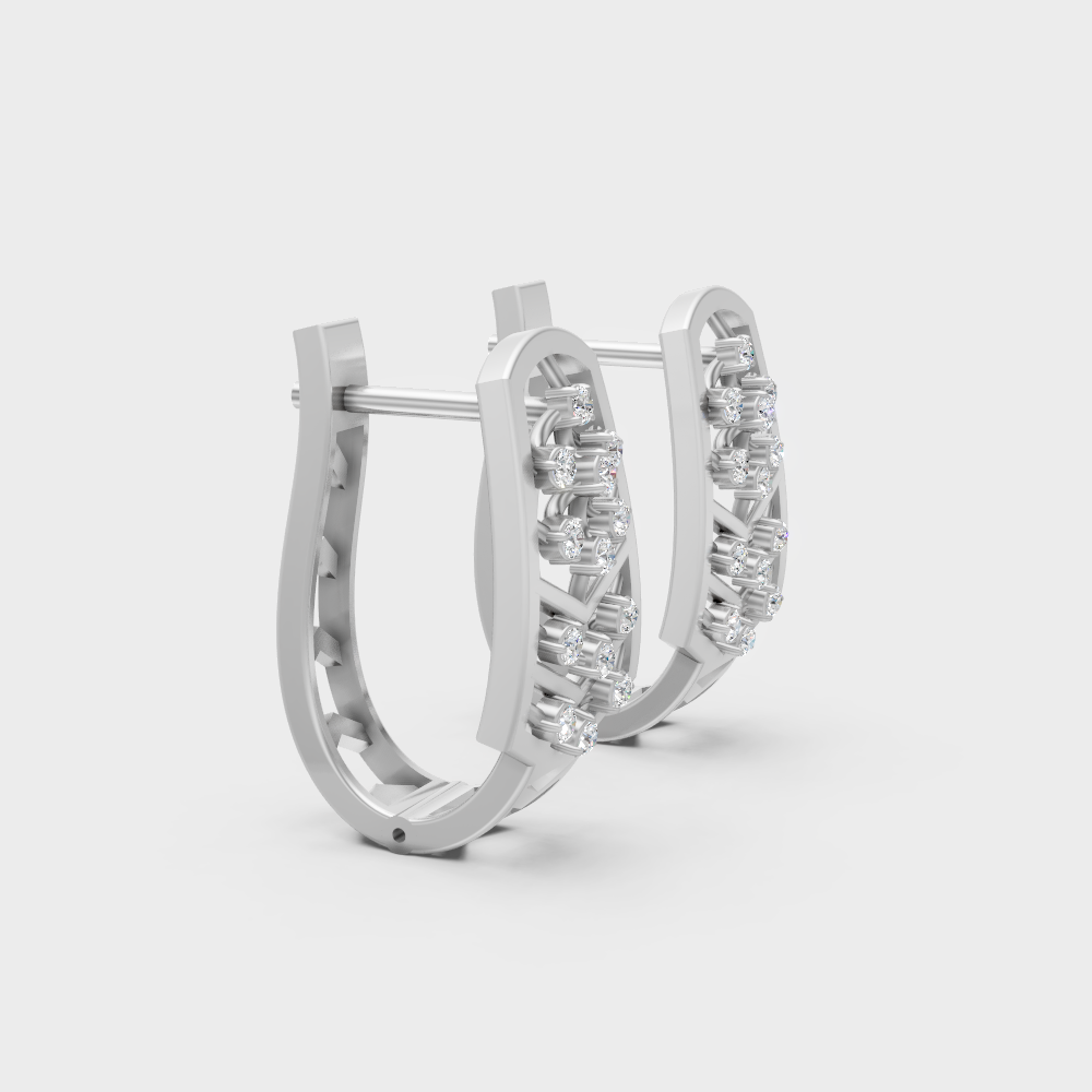 Luxury Platinum Round Cut Lab Diamond Hoop Earrings For Women