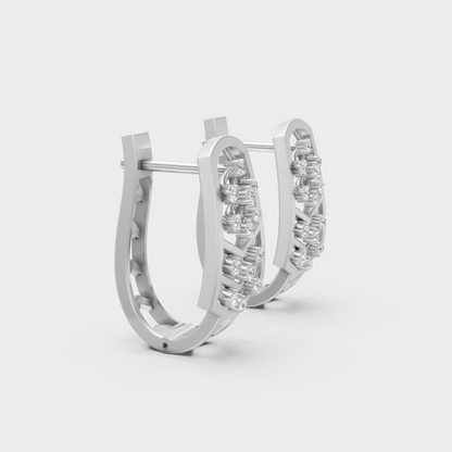 Luxury Platinum Round Cut Lab Diamond Hoop Earrings For Women