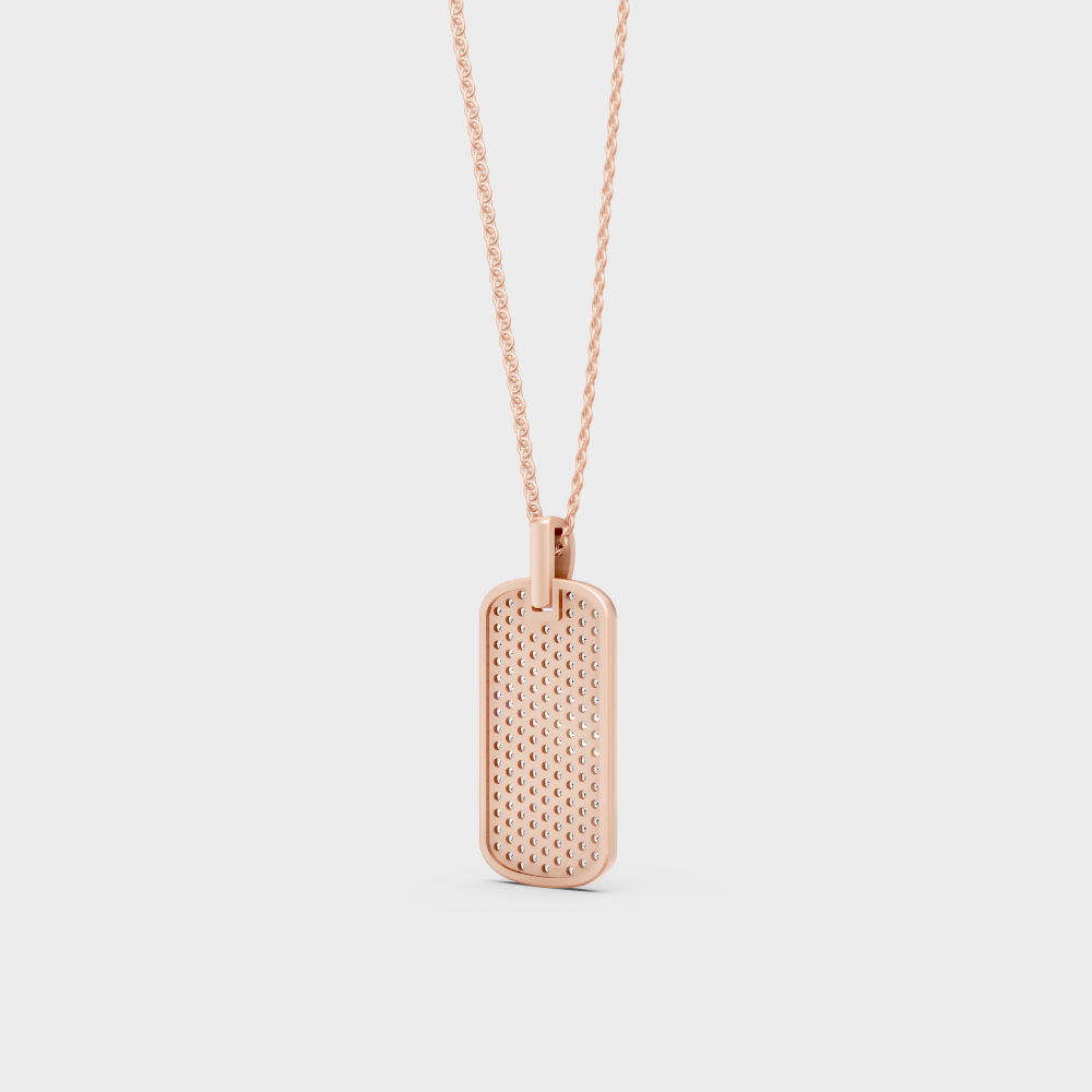 Blush Rose Gold Pendant With Hallmarked Round Lab-Grown Diamond Detail For Men