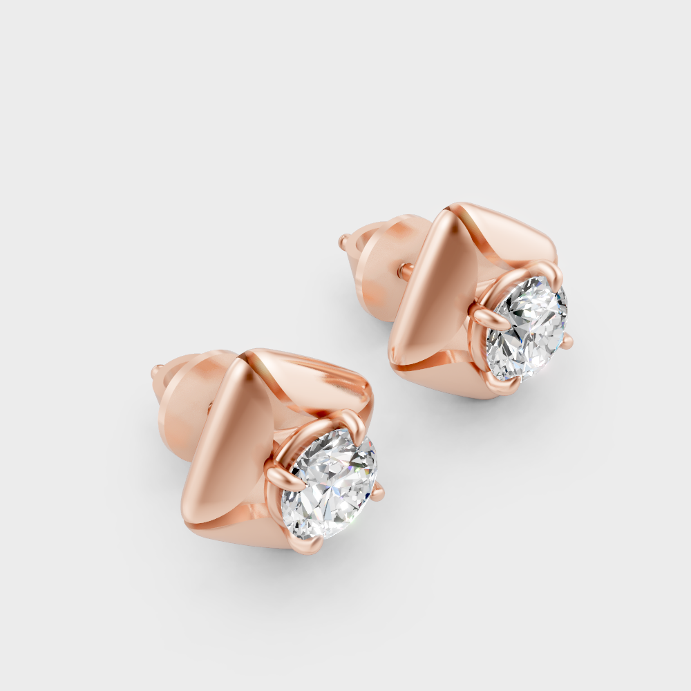 Round Cut Lab Grown Diamond Earrings in