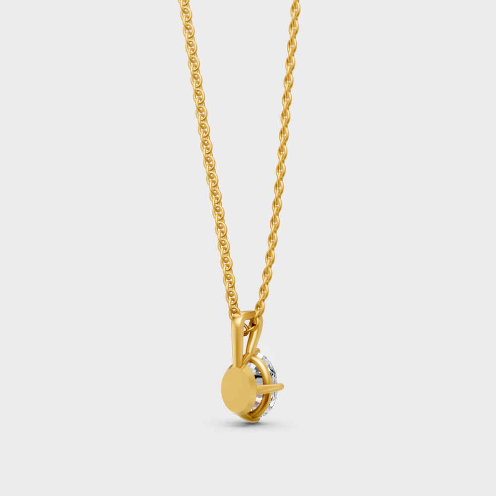 Fine Jewelry Oval Diamond Pendant Chain Yellow Gold