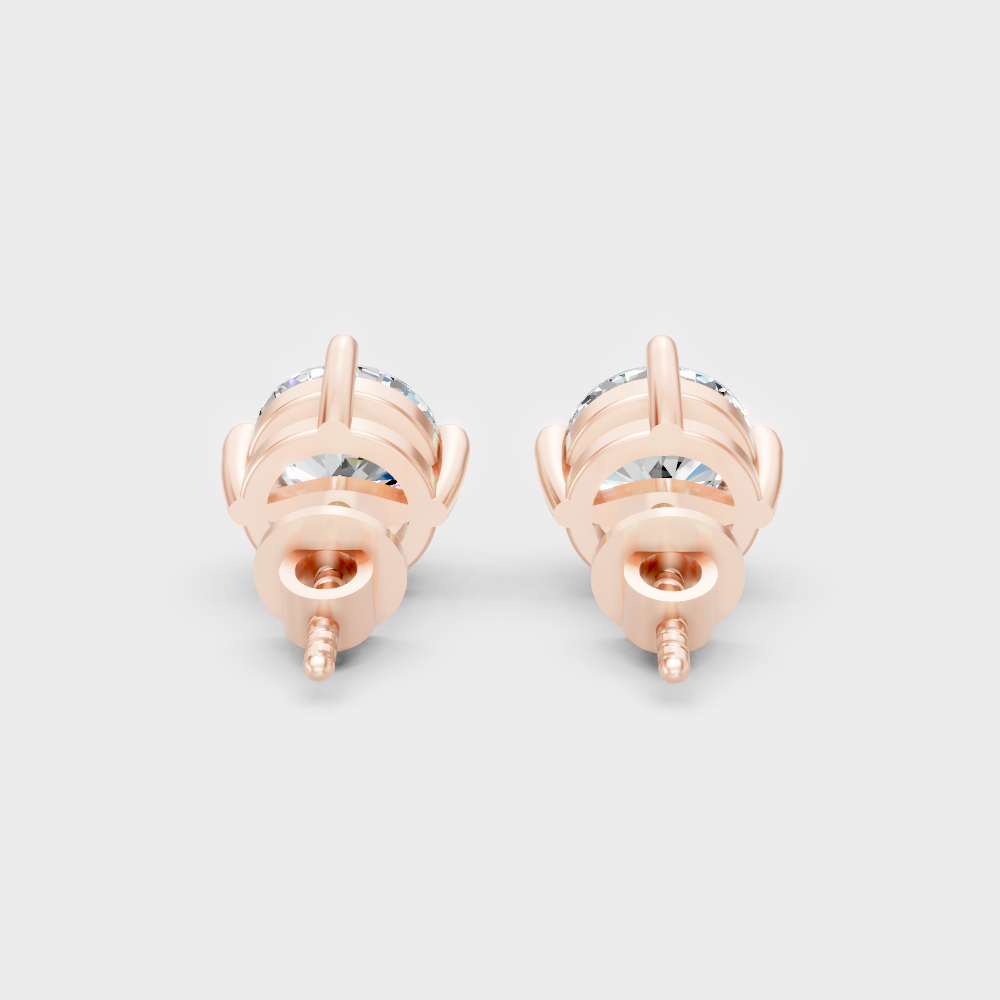 Ethical Lab-Grown Round Diamond Stud Earrings Rose Gold