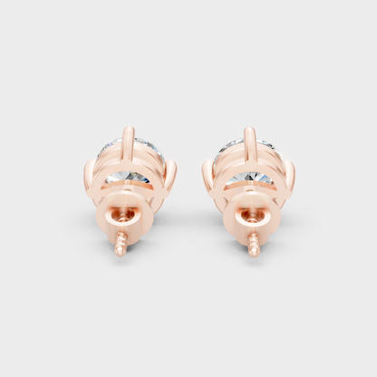 Ethical Lab-Grown Round Diamond Stud Earrings Rose Gold