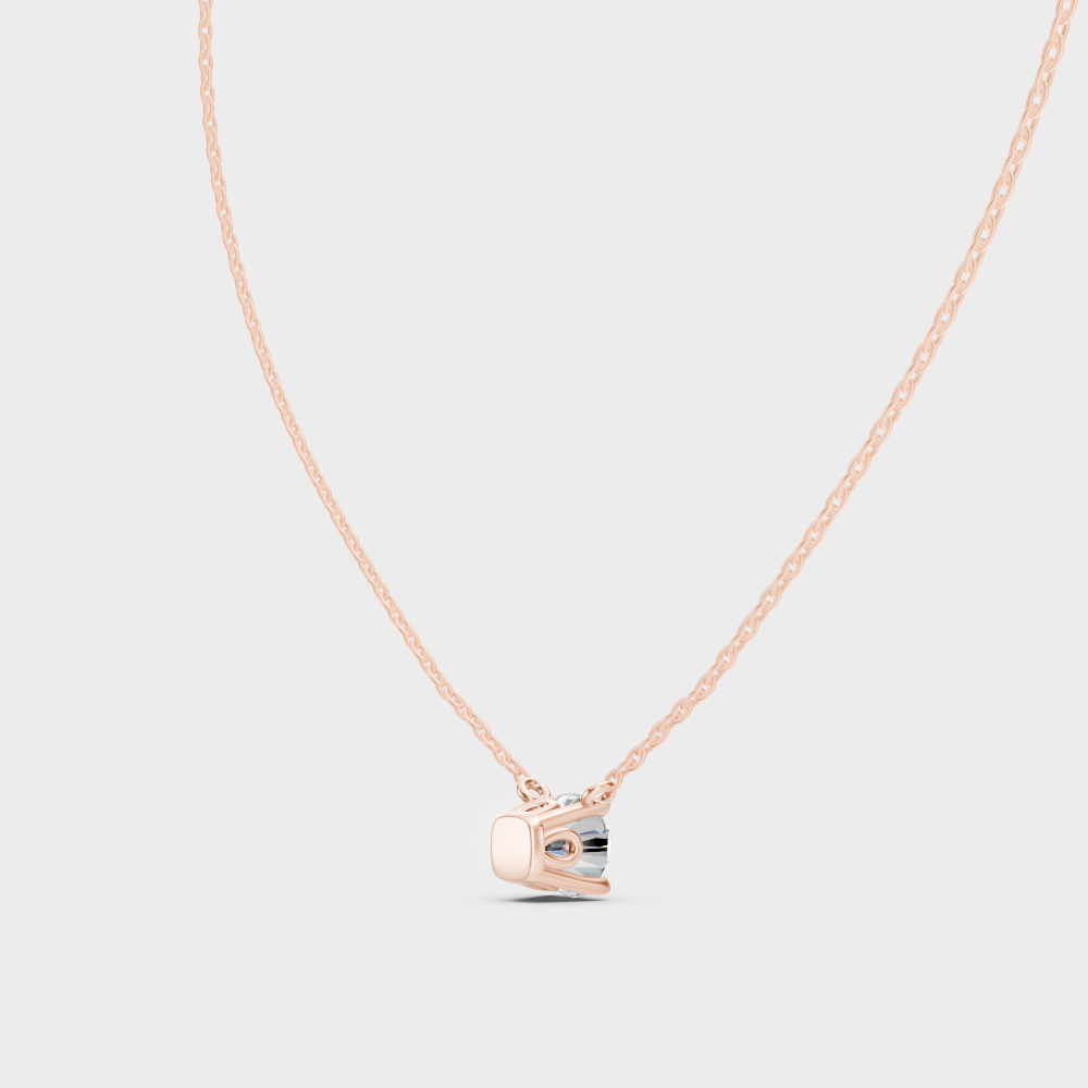14K Rose Gold Lab-Grown Diamond Pendant Round Cut Certified
