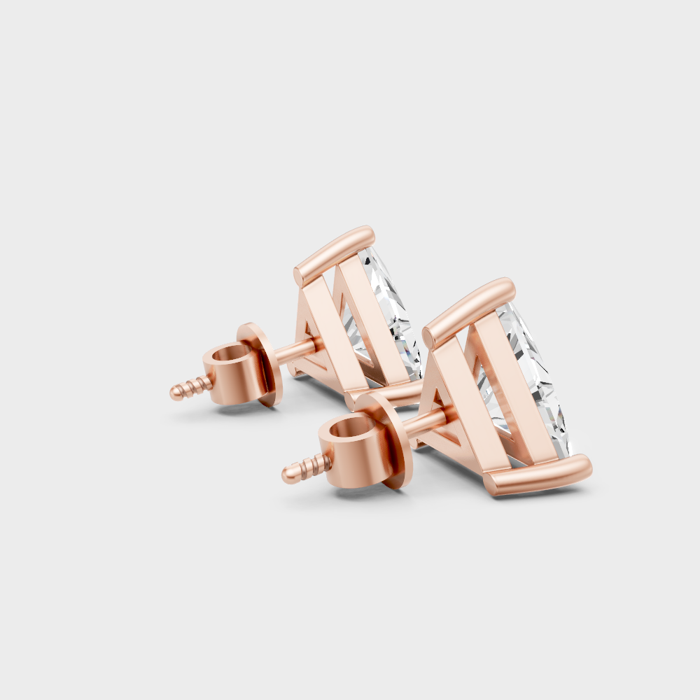 Modern Triangle Cut Diamond Earrings 1.30 Ct Total Rose Gold