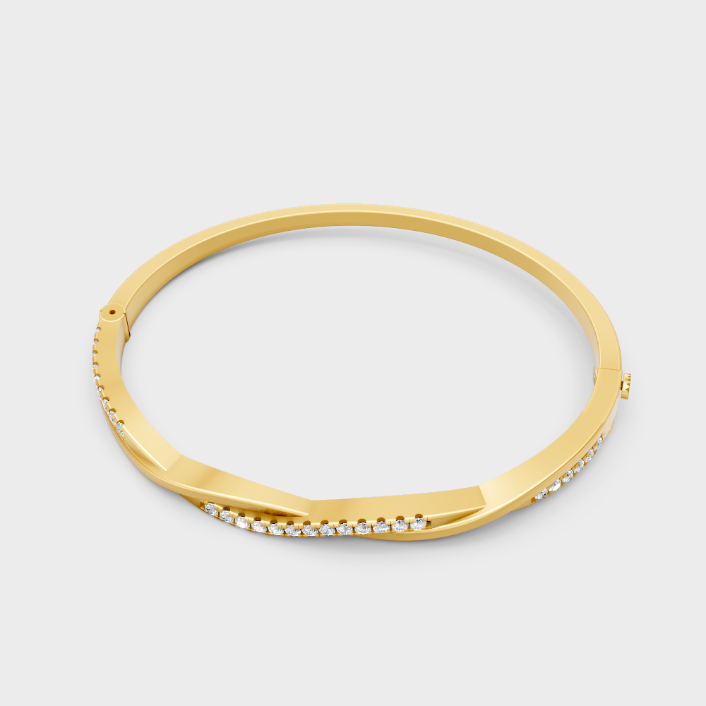 Brilliant Diamond Kada Bracelet Yellow Gold