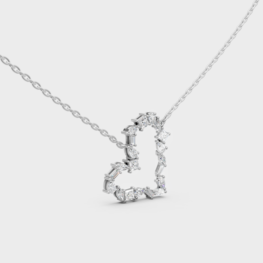 Modern Luxury Multi-Shape Diamond Necklace Platinum
