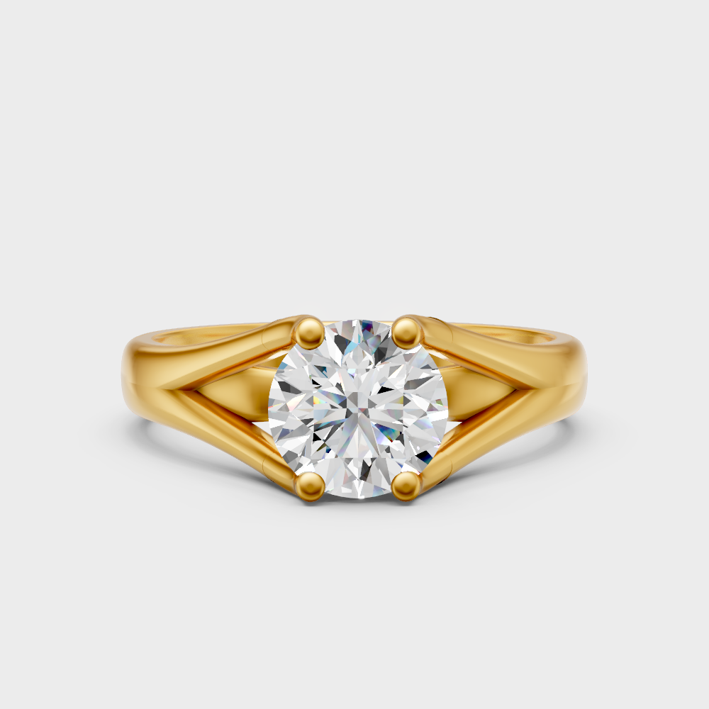 Large Round Lab Diamond Solitaire Engagement Ring In Yellow Gold