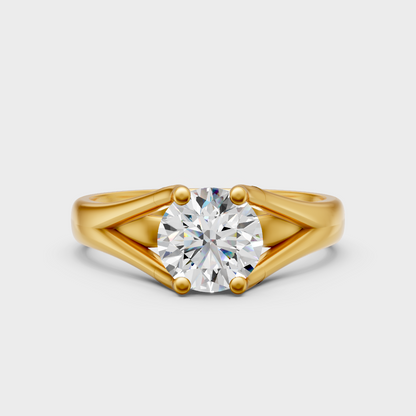 Large Round Lab Diamond Solitaire Engagement Ring In Yellow Gold