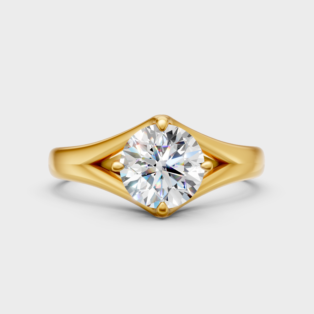 Sustainable Yellow Gold Ring With Igi Certified Round-Cut Lab Diamonds