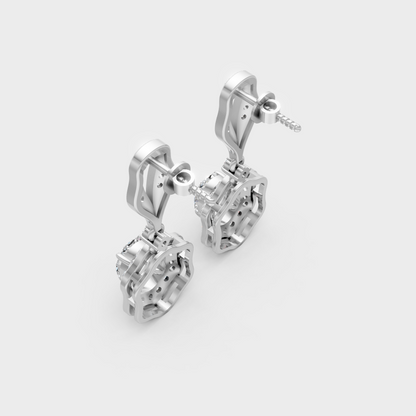 Elegant Lab-Grown Diamond Dangler Earrings In White Gold & Platinum