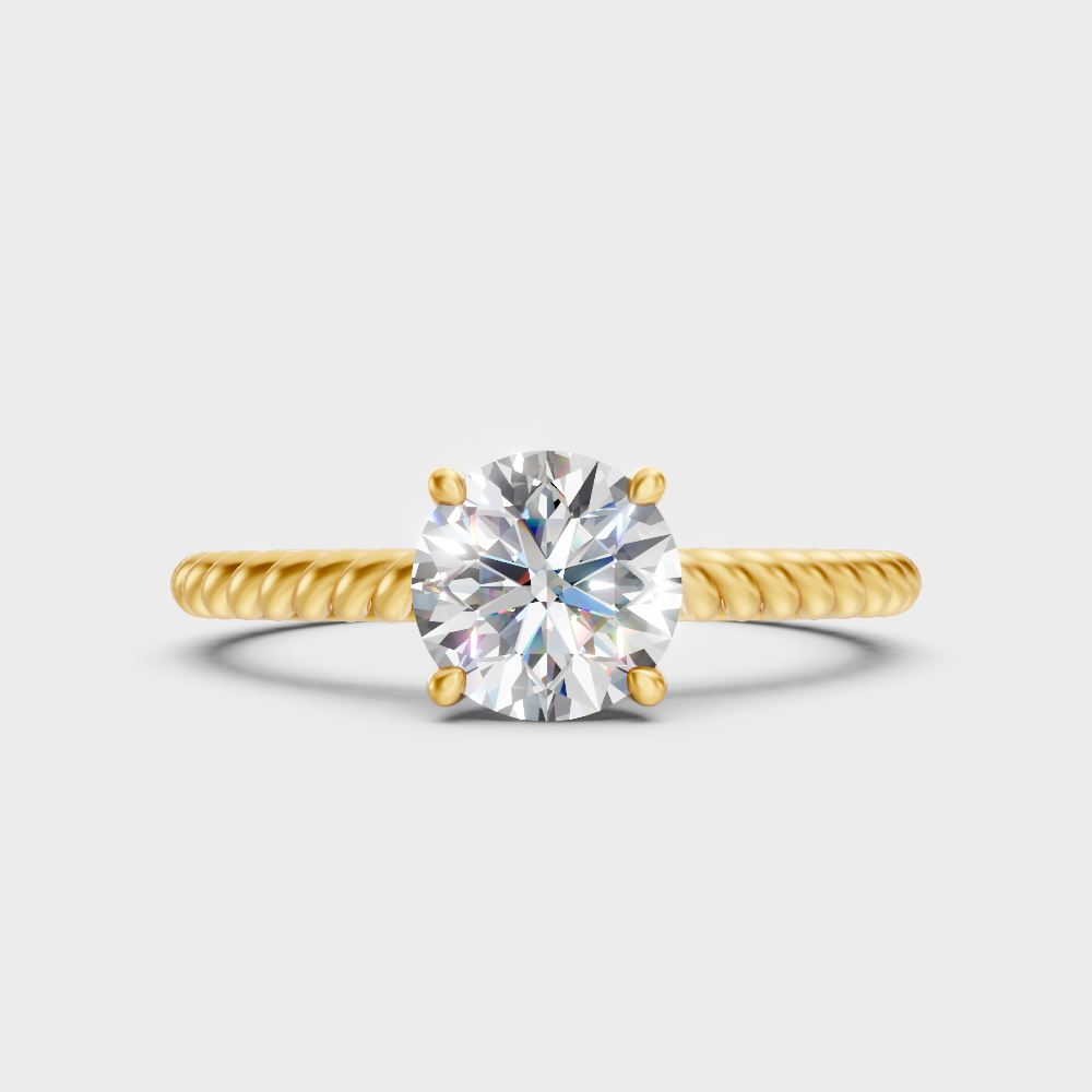 Large Round Lab Diamond Solitaire Engagement Ring In Yellow Gold