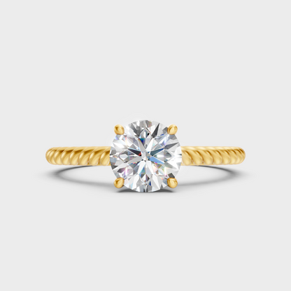 Large Round Lab Diamond Solitaire Engagement Ring In Yellow Gold