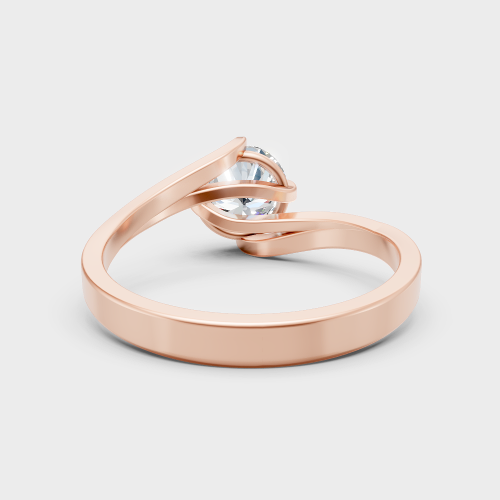  Blush Rose Gold Ring With Hallmarked Round Lab-Grown Diamond Solitaire.