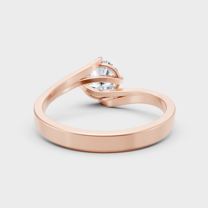  Blush Rose Gold Ring With Hallmarked Round Lab-Grown Diamond Solitaire.