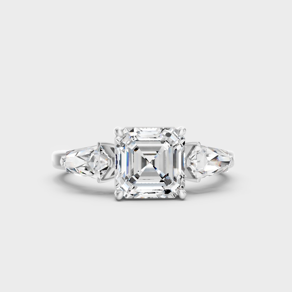 Premium 950 Platinum Asscher-Cut Lab-Grown Diamond Three-Stone Ring