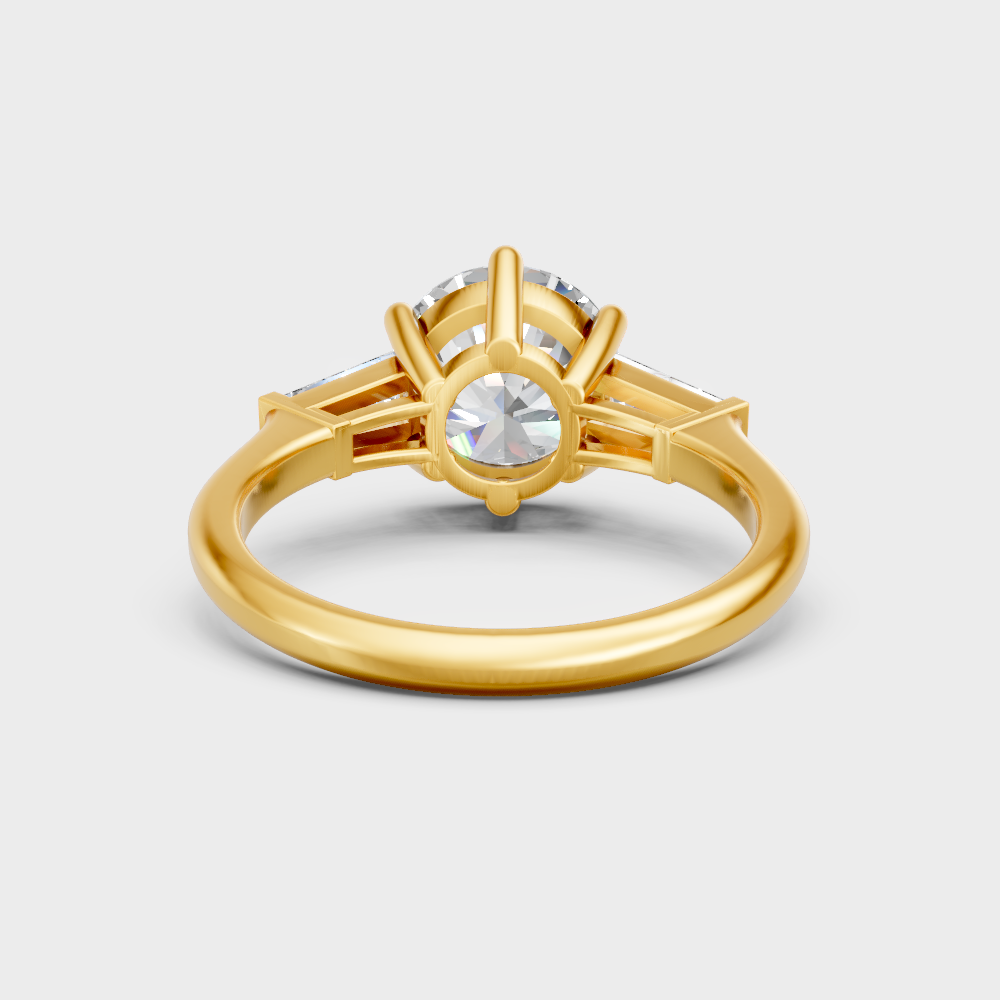 Traditional yellow gold solitaire trio with authentic, certified lab-grown 