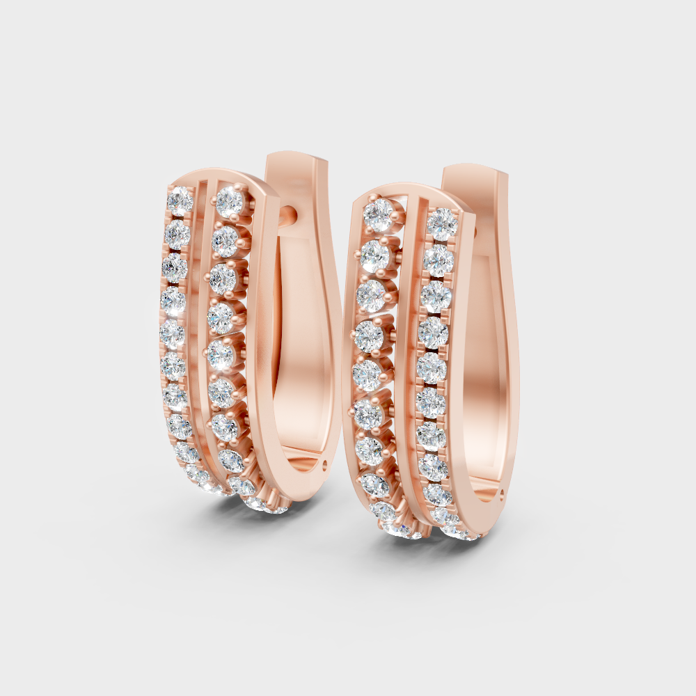 Hallmark Rose Gold Round Cut Lab Diamond Hoop Earrings For Women